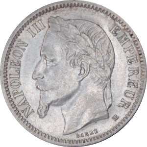 Avers 1 franc Napoléon III 1867 BB