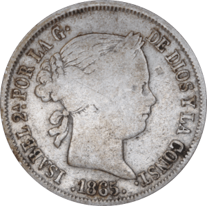 Avers 40 centimos de escudo Isabel II 1865