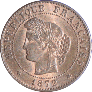 Avers 1 centime Cérès 1872 A