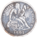 1 dime "Seated Liberty" 1891 - Avers