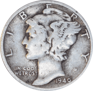 Avers 10 cents "Mercury Dime" 1940