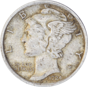 Avers 10 cents "Mercury Dime" 1924