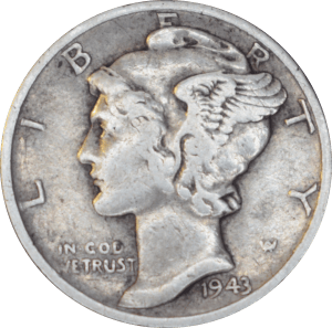 Avers 10 cents "Mercury Dime" 1943