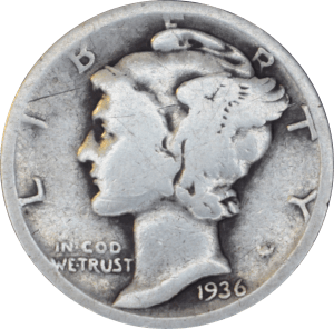 Avers 10 cents "Mercury Dime" 1936 D