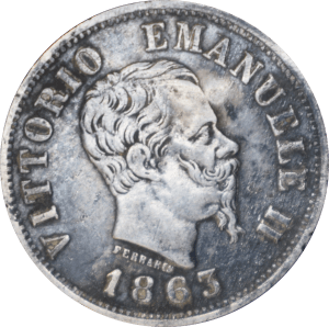 Avers 50 centesimi Victor-Emmanuel II 1863 M