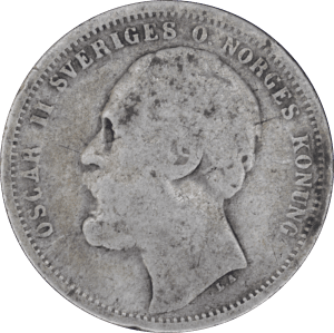 Avers 1 krona Oscar II 1876