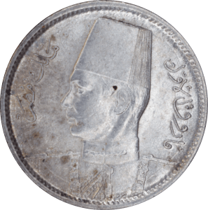 Avers 2 piastres Farouk 1361 (1942)