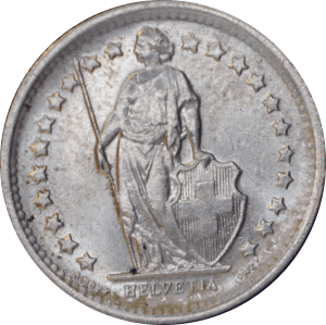 Avers ½ franc Helvetia debout 1965