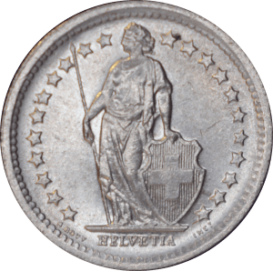 Avers ½ franc Helvetia debout 1966