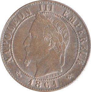 Avers 1 centime Napoléon III 1861 K