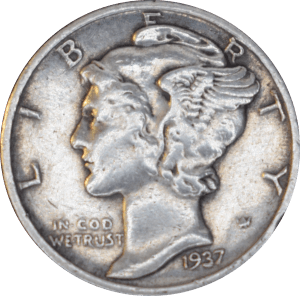 Avers 10 cents "Mercury Dime" 1937