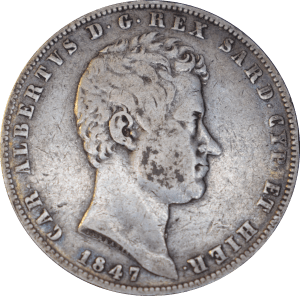 5 lires Carlo Alberto 1847 P - Avers