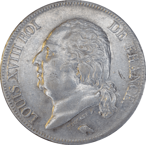 Avers 5 francs Louis XVIII 1824 M
