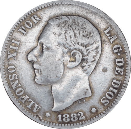 Avers 2 pesetas Alfonso XII 1882