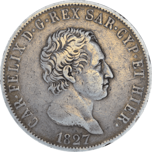 5 lires Charles-Felix 1827 P - Avers