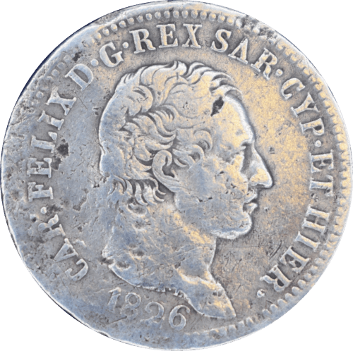 1 lire Carlo Felice 1826 L - Avers