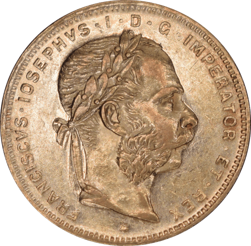 Avers 8 florins / 20 francs François Joseph Ier 1878