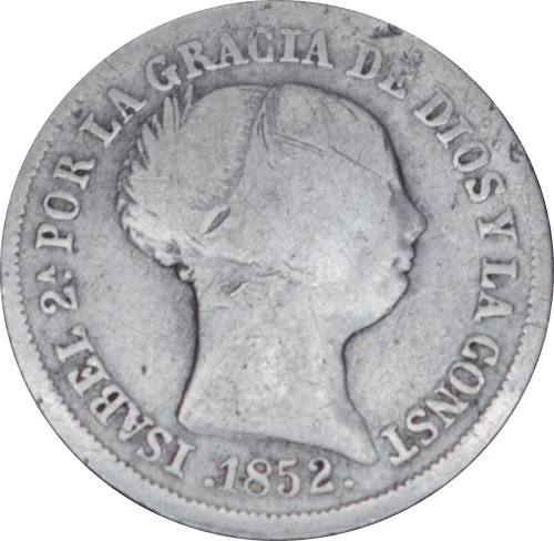 Avers 2 reales Isabelle II 1852 Séville