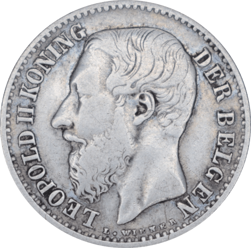 Avers 1 franc Léopold II 1887