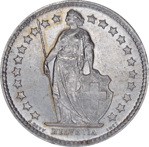 Avers 1/2 franc Helvetia debout 1961