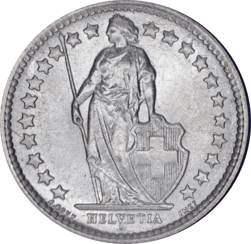 Avers 1/2 franc Helvetia debout 1964