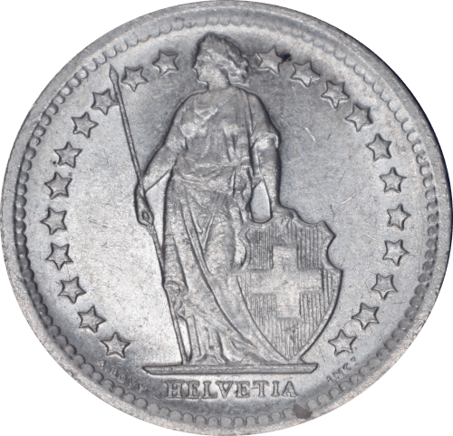 Avers 1/2 franc Helvetia debout 1966