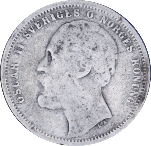 Avers 1 krona Oscar II 1876