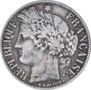 Avers 1 franc Cérès 1871 A