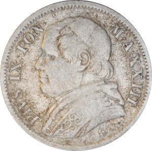 Avers 1 lira Pius IX 1869 R