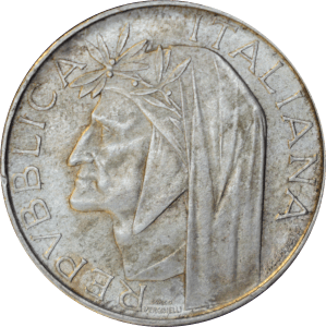 Avers 500 lires 1965 Dante Alighieri