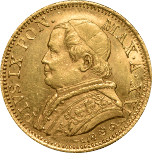 Avers 5 lires Pius IX 1866 R