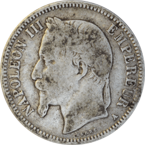 Avers 1 franc 1867 A Napoléon III