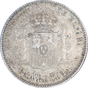 Revers 1 peseta 1900 Alphonse XIII toupet