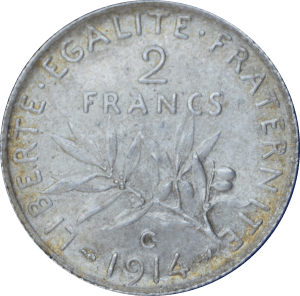 Revers 2 francs Semeuse 1814 C