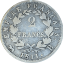 2 francs 1811 B Napoléon Empereur - Revers
