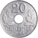 20 centimes 1944 Etat français Fer - Revers