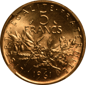 5 francs Semeuse 1961 - Revers