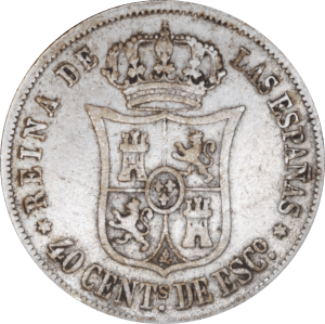 Revers 40 centimos de escudo Isabel II 1865