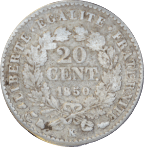 20 centimes Cérès 1850 K - Revers