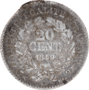 20 centimes Cérès 1849 A - Revers