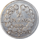 ¼ franc Louis-Philippe 1840 A - Revers