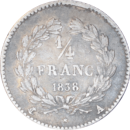 ¼ franc Louis-Philippe 1838 A - Revers