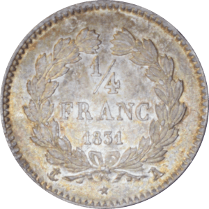 ¼ franc Louis-Philippe 1831 A - Revers