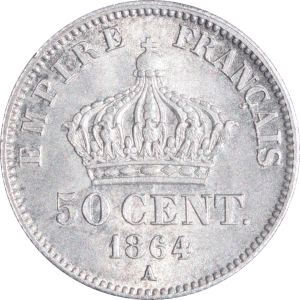 Revers 50 centimes Napoléon III 1864 A