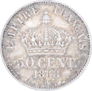 Revers 50 centimes Napoléon III 1868 A
