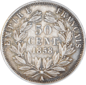 50 centimes Napoléon III 1858 A - Revers
