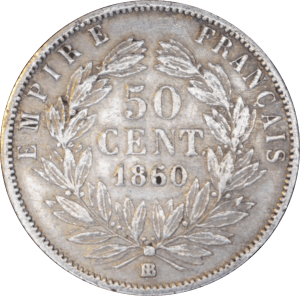 50 centimes Napoléon III 1860 BB - Revers