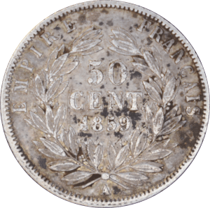 Revers 50 centimes Napoléon III 1859 A