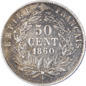 Revers 50 centimes Napoléon III 1860 A