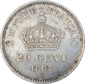 Revers 20 centimes Napoléon III 1867 BB